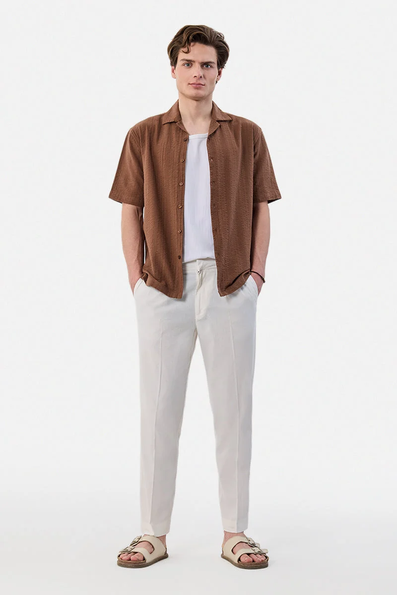 سنيتش Relaxed Fit Linen Blend Trousers
